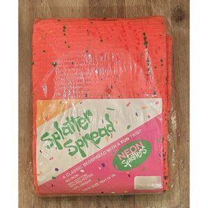 Beacon Neon Splatter Spread Bedspread Cotton Blend TWIN 76 x 110 USA 90s Orange